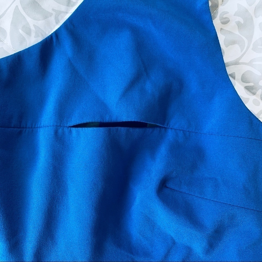 Nicole Miller Blue Silk Top One Shoulder NWOT - Picture 2 of 9